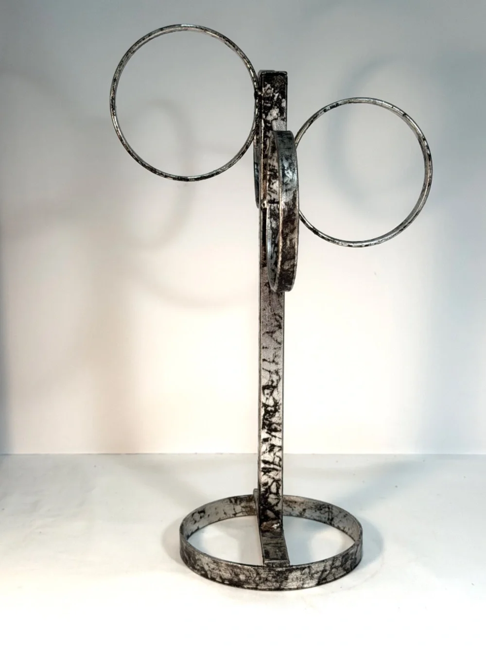 Vintage Silver Metal Guest Towel Holder 4 Rings H'wood Regency, Florentine